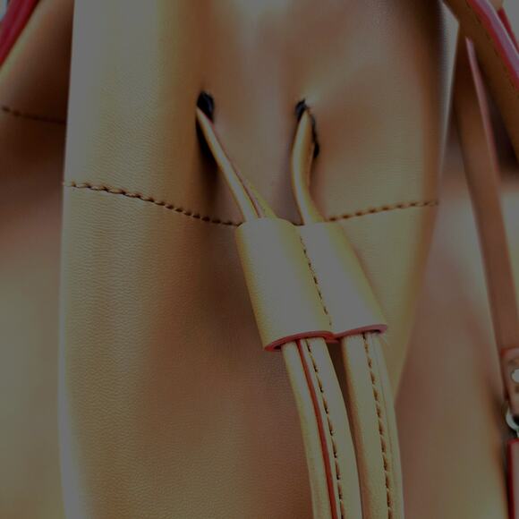 Vince Camuto Leila Brown Leather Drawstring Bucket Bag - Picture 3 of 15